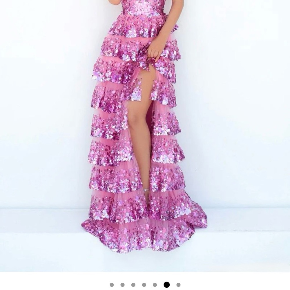 Tarik Ediz Pink Sequin Maxi Dress